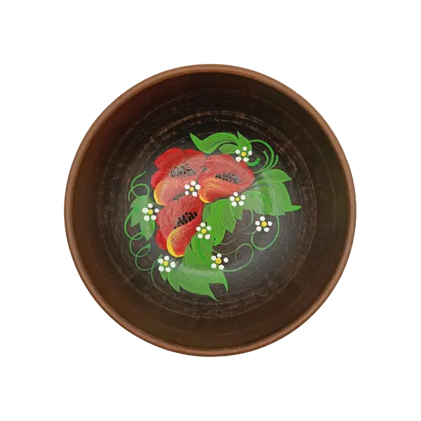 Bol din ceramica| Decor floral pictat manual (17 cm)