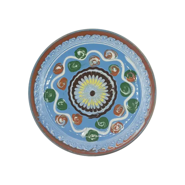 Farfurie Horezu mica decor traditional multicolor – lucrata manual | Ceramica romaneasca autentica UNESCO (13–15 cm)
