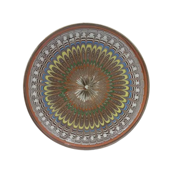 Farfurie Horezu 19–22 cm decor radial ultra-fin multicolor – ceramica traditionala lucrata manual