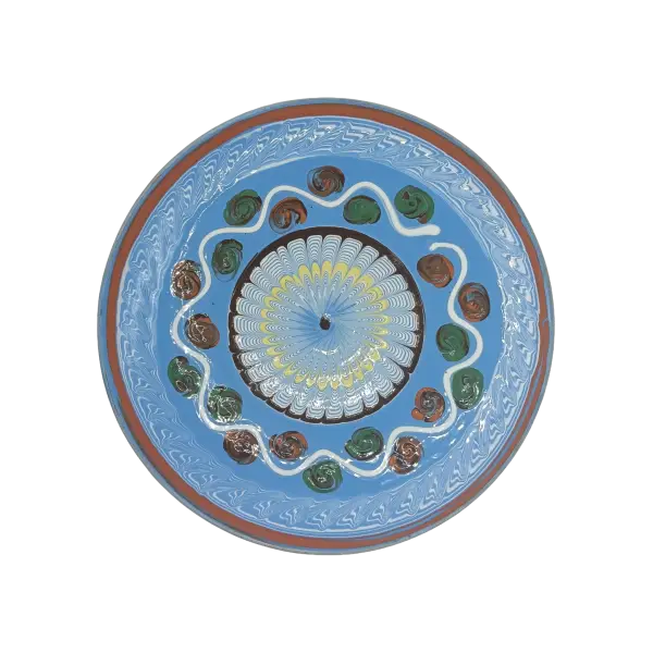 Farfurie Horezu mare decor traditional multicolor – lucrata manual | Ceramica romaneasca autentica UNESCO (19–22 cm)