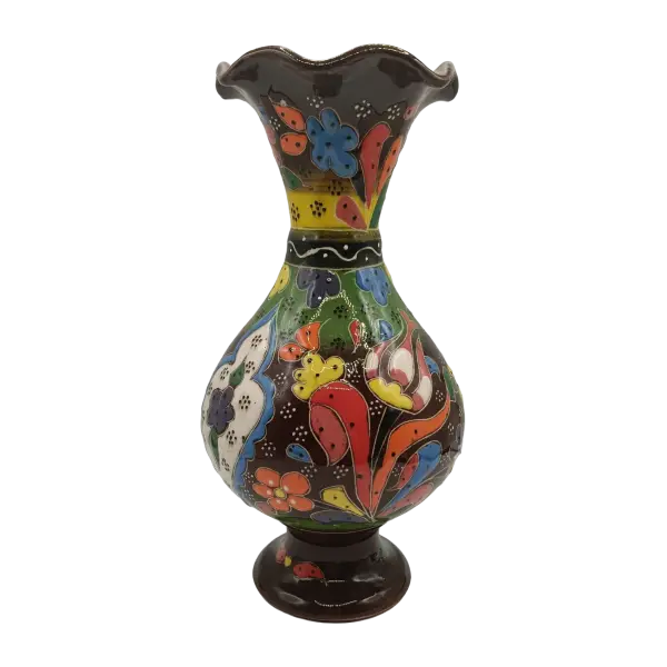 Vaza decorativa din ceramica | design floral colorat (15 cm)