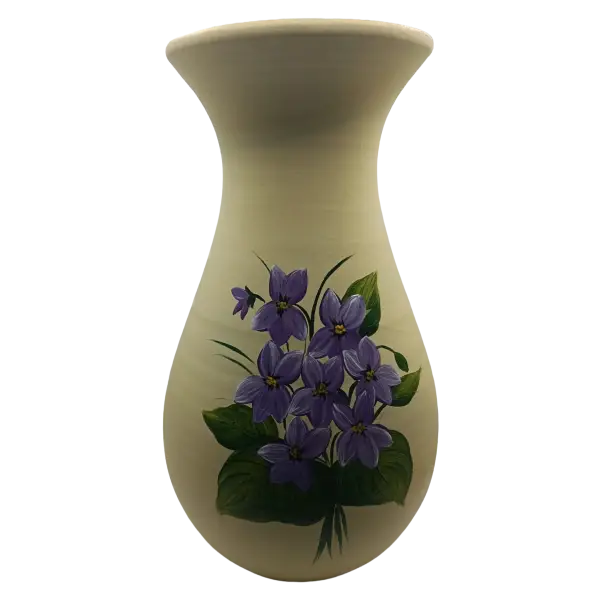 Vaza mare din ceramica | decor floral violet autentic UNESCO (28 cm)