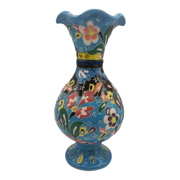 Vaza decorativa din ceramica | design floral colorat (15 cm)