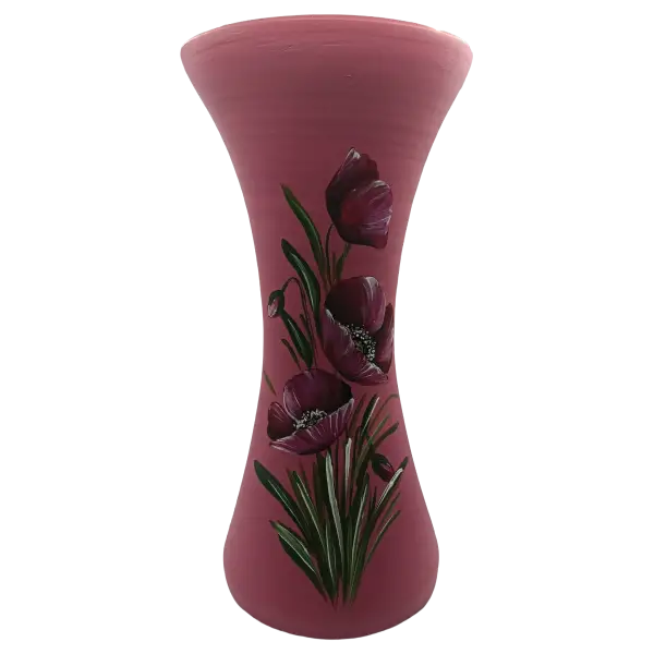 Vaza mare din ceramica | decor floral rosu autentic UNESCO (28 cm)