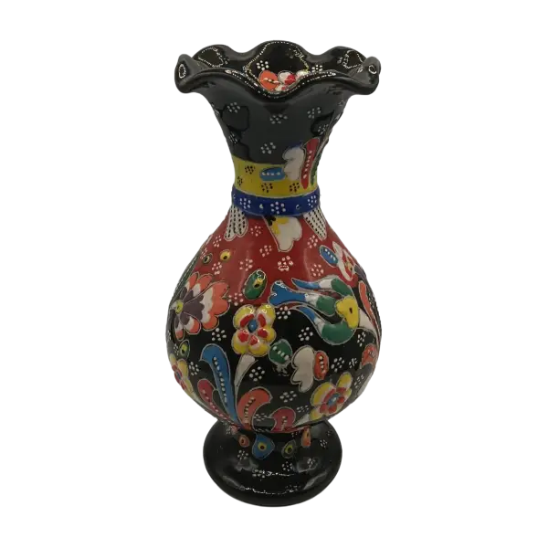 Vaza decorativa din ceramica | design floral colorat (15 cm)