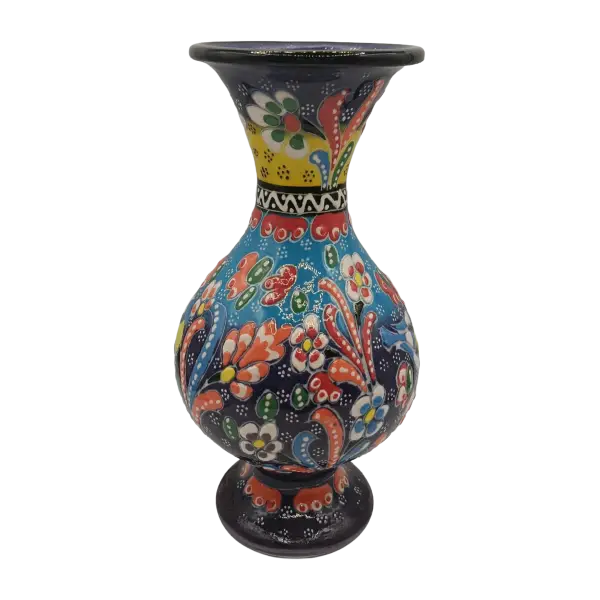 Vaza decorativa din ceramica | design floral colorat (15 cm)
