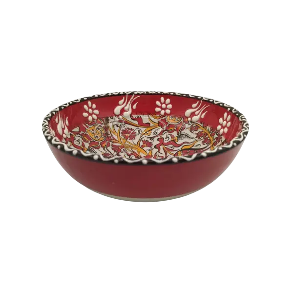 Castron ceramic 15 cm model rosu| bol servire decorativ din ceramica