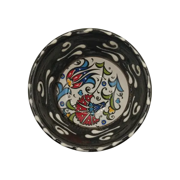 Bol ceramic 5 cm model traditional albastru | bol mic pentru sos si condimente