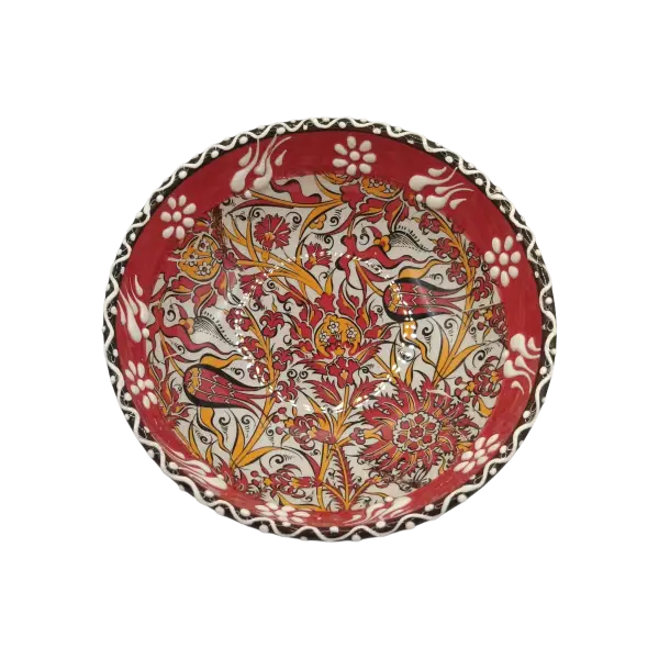 Castron ceramic 15 cm model traditional rosu| bol servire decorativ din ceramica