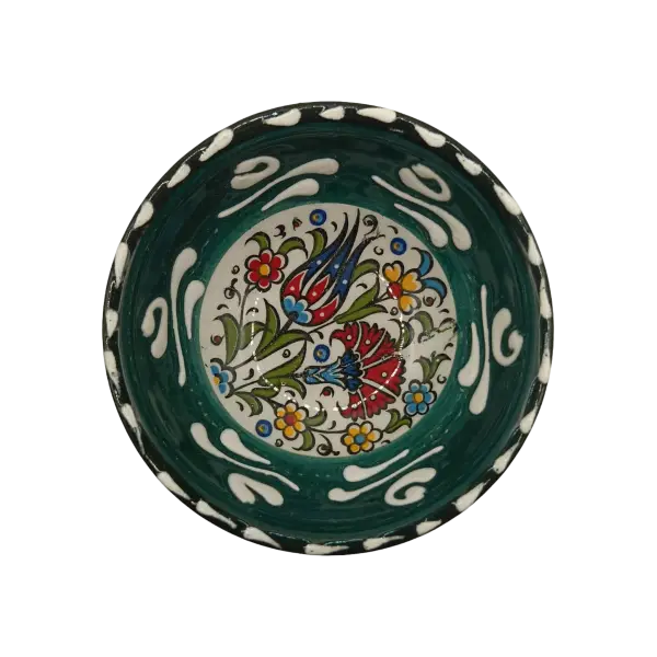 Bol ceramic 5 cm model traditional albastru | bol mic pentru sos si condimente