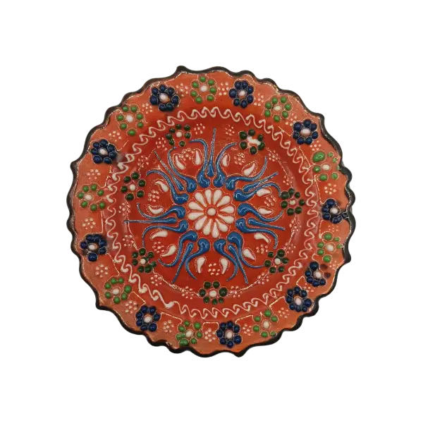 Farfurie ceramica 10 cm model traditional verde | farfurie decorativa mica din ceramica