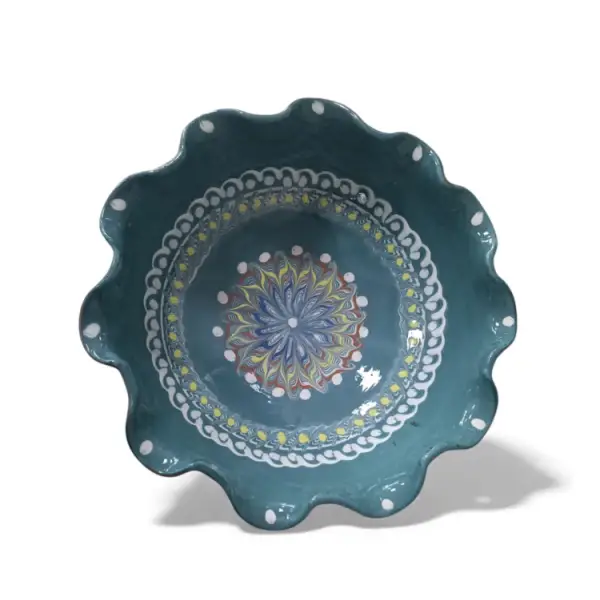 Bol Horezu autentic lucrat si pictat manual | Ceramica traditionala romaneasca UNESCO | 26–28 cm