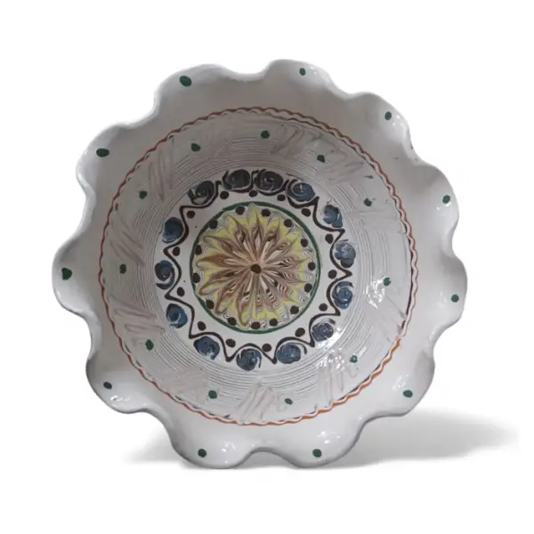 Bol Horezu autentic lucrat si pictat manual | Ceramica traditionala romaneasca UNESCO | 26–28 cm