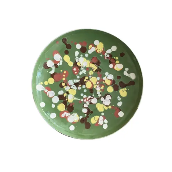 Farfurie Horezu autentica lucrata si pictata manual | Model „Stropi de Culoare” | Ceramica romaneasca UNESCO (20–22 cm)
