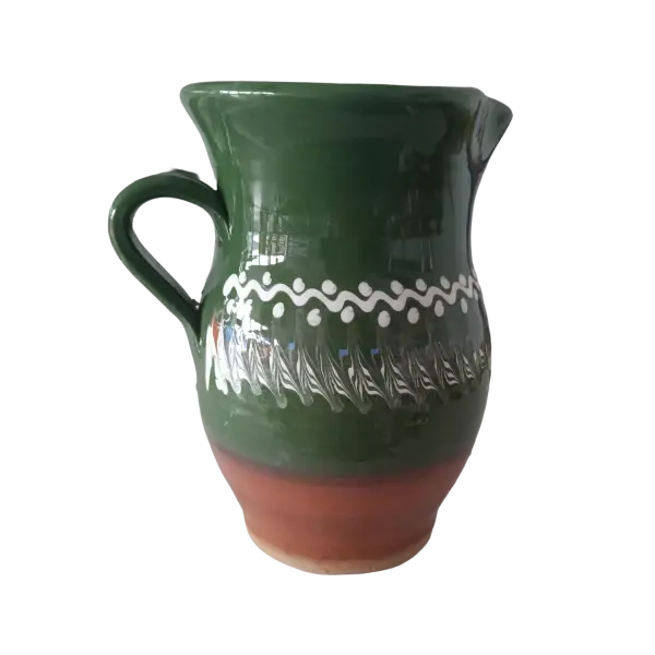 Carafa din ceramica de Horezu – 2 litri | model verde traditional (lucrata manual)
