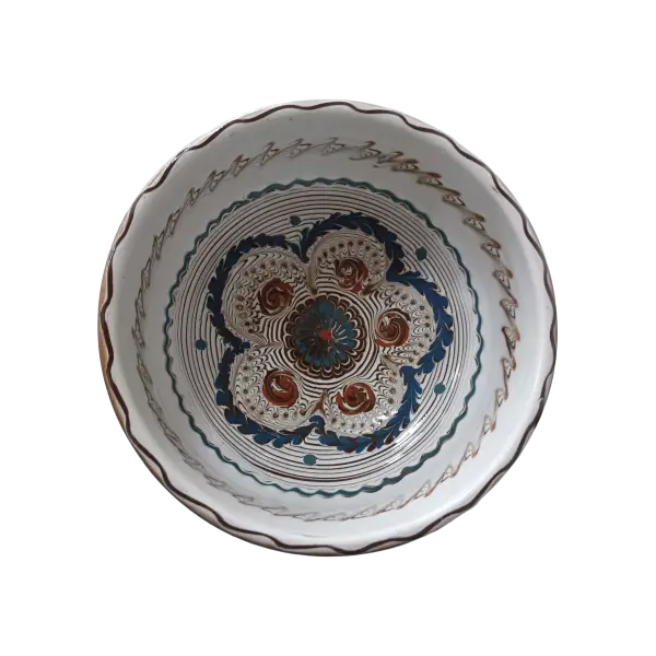 Bol din ceramica de Horezu lucrat manual | model traditional (17 cm)