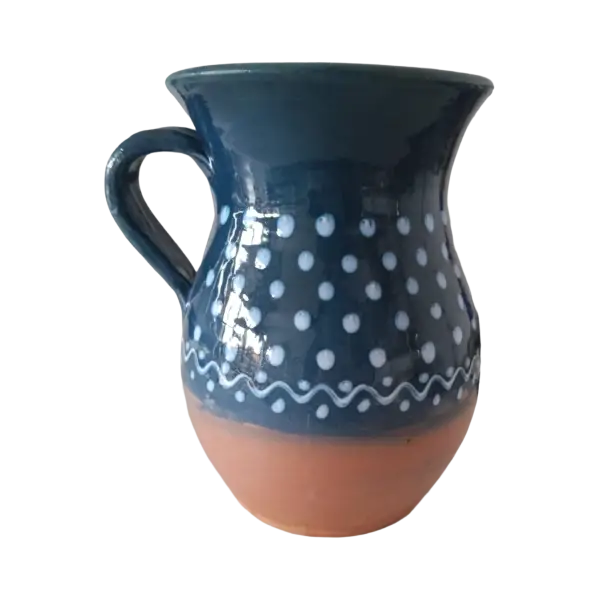 Carafa ceramica Horezu – 2 litri | albastru cu decor traditional (lucrata manual)