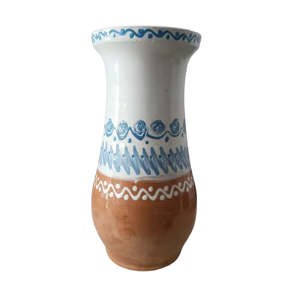 Vaza din ceramica de Horezu lucrata manual | model traditional albastru (30 cm)