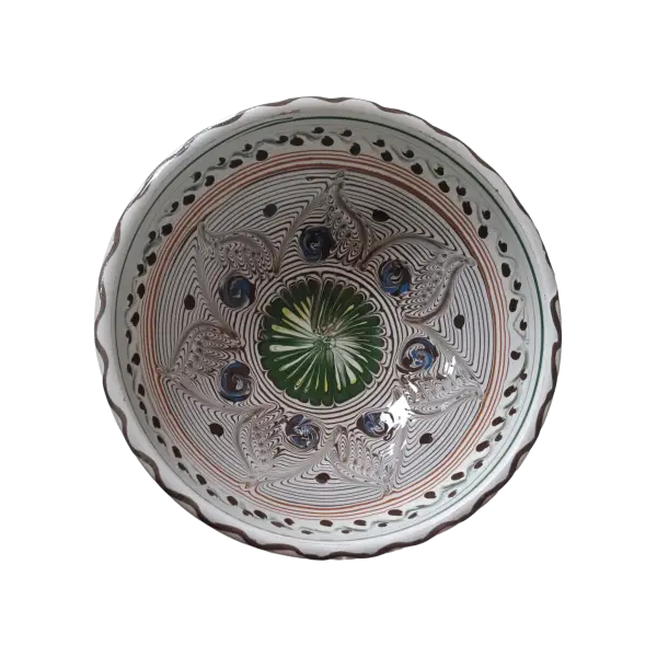 Bol din ceramica de Horezu lucrat manual | model traditional (17 cm)