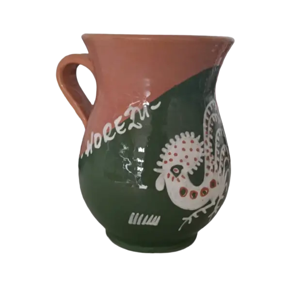 Carafa din ceramica de Horezu – 2 litri | model cocos traditional verde (lucrata manual)