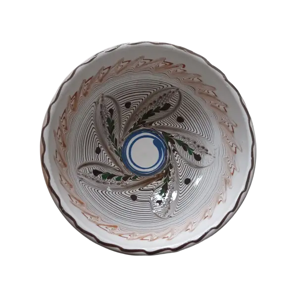 Bol din ceramica de Horezu lucrat manual | model traditional (17 cm)