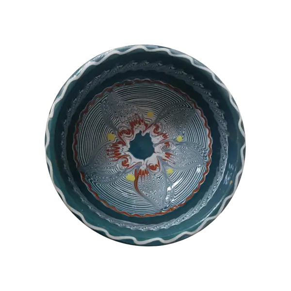 Bol din ceramica de Horezu lucrat manual | model traditional (17 cm)