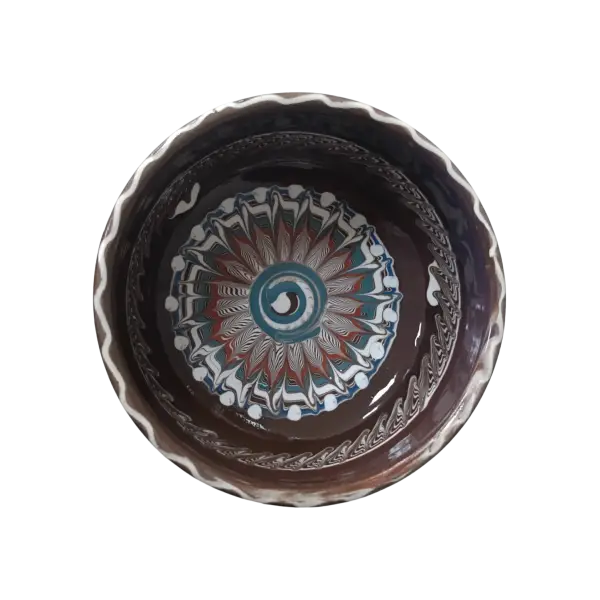 Bol din ceramica de Horezu lucrat manual | model traditional (17 cm)