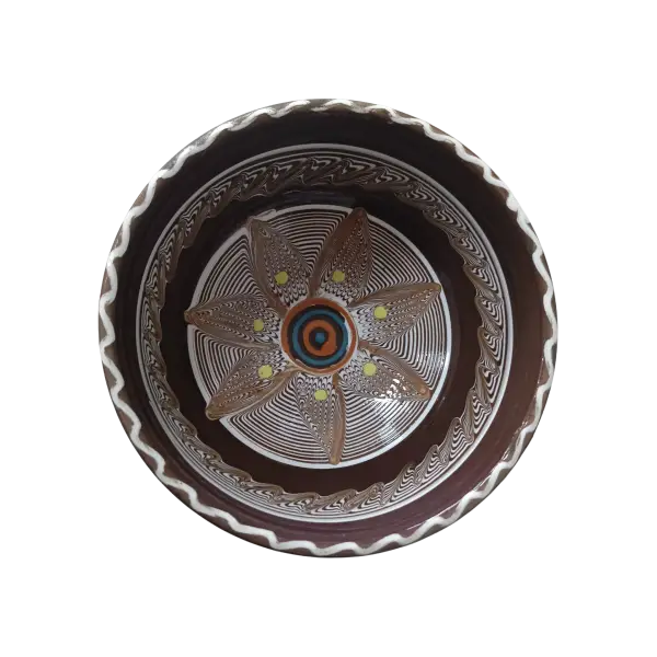 Bol din ceramica de Horezu lucrat manual | model traditional (17 cm)