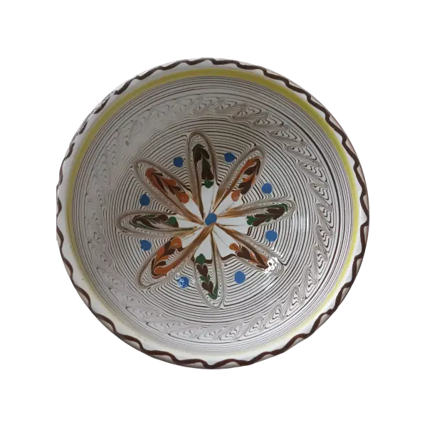 Bol din ceramica de Horezu lucrat manual | model traditional (17 cm)