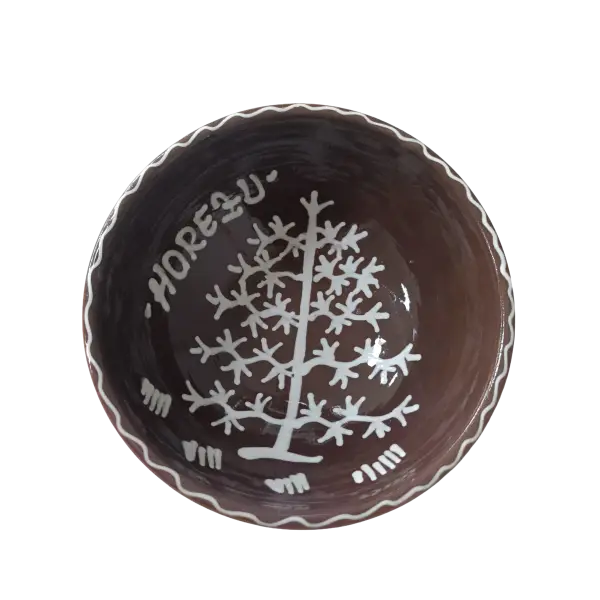 Bol din ceramica de Horezu lucrat manual | model traditional (17 cm)