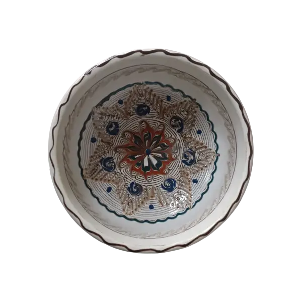 Bol din ceramica de Horezu lucrat manual | model traditional (17 cm)