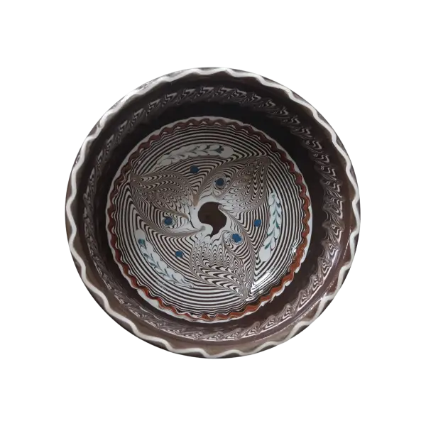 Bol din ceramica de Horezu lucrat manual | model traditional (17 cm)