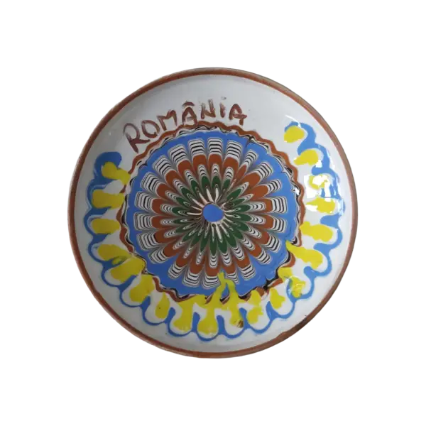 Farfurie Horezu autentica pictata manual | Ceramica traditionala romaneasca UNESCO (10 cm)