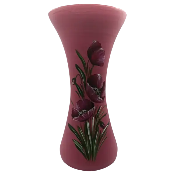 Vaza mare din ceramica | decor floral rosu autentic UNESCO (28 cm)