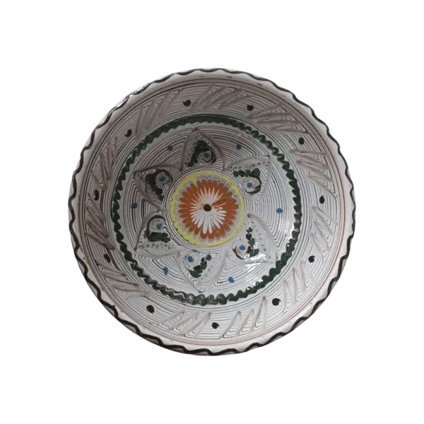 Bol Horezu autentic lucrat si pictat manual | Ceramica traditionala romaneasca UNESCO | 20–22 cm