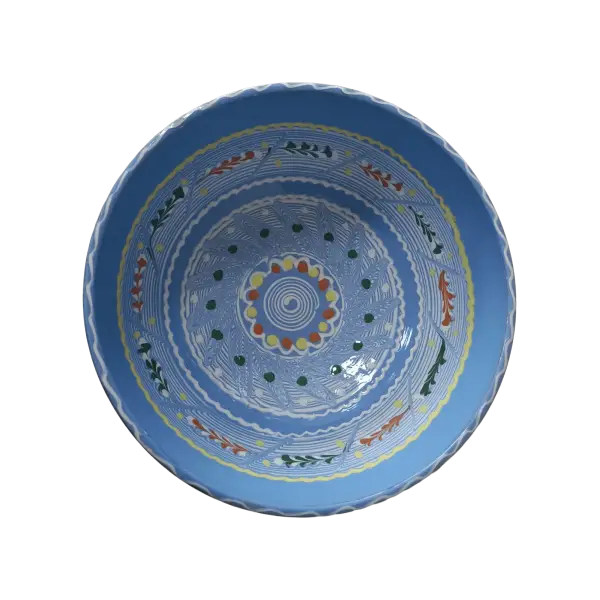 Bol din ceramica de Horezu lucrat manual | model traditional (24 cm)