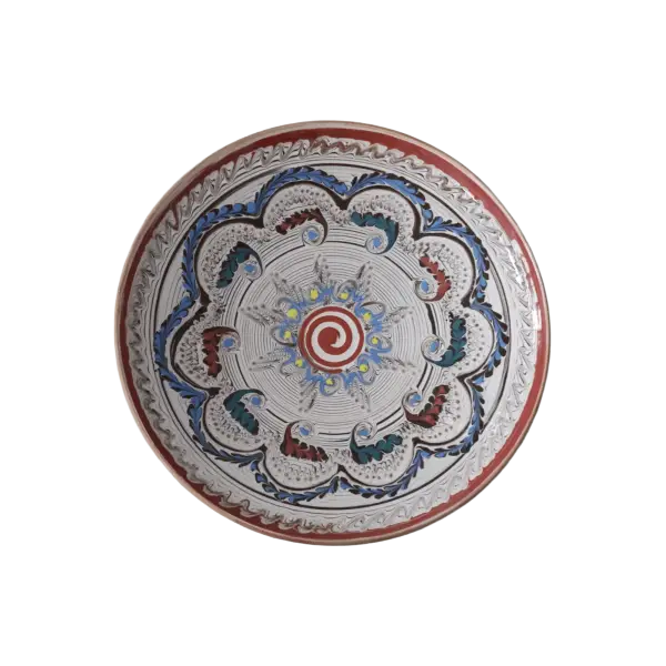Farfurie Horezu autentica, lucrata si pictata manual | Ceramica traditionala romaneasca | 23–25 cm