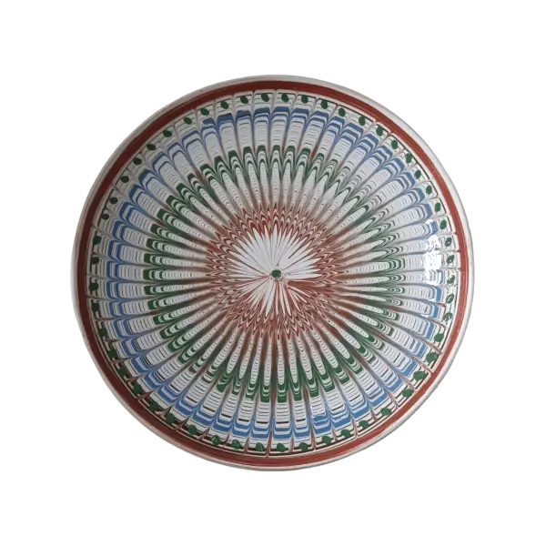 Farfurie Horezu autentica, lucrata si pictata manual | Ceramica traditionala romaneasca | 23–25 cm
