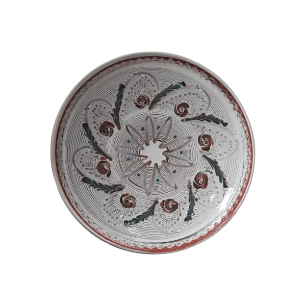 Farfurie Horezu autentica, lucrata si pictata manual | Ceramica traditionala romaneasca | 19–22 cm