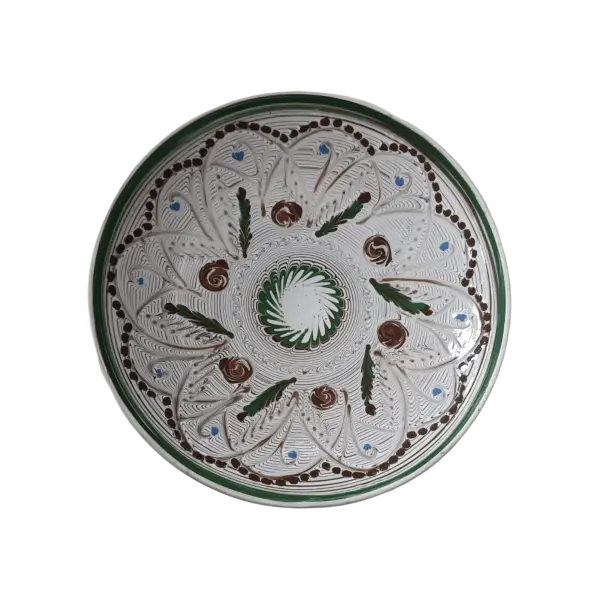 Farfurie Horezu autentica, lucrata si pictata manual | Ceramica traditionala romaneasca | 23–25 cm
