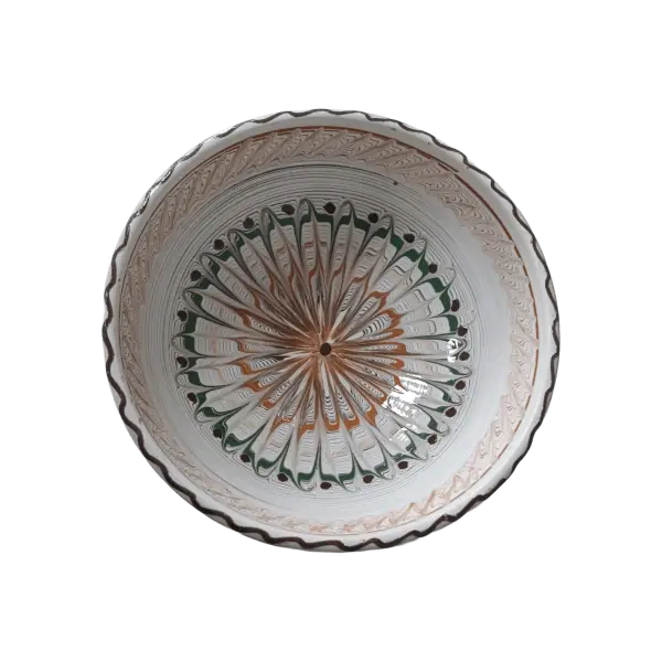 Bol Horezu autentic lucrat si pictat manual | Ceramica traditionala romaneasca UNESCO | 20–22 cm