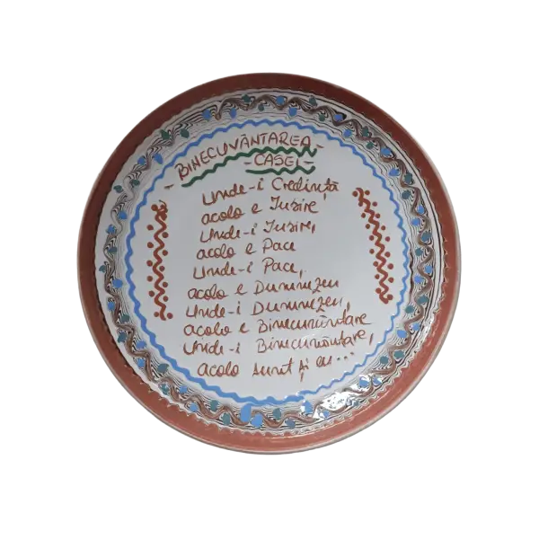 Farfurie Horezu autentica, lucrata si pictata manual | Ceramica traditionala romaneasca | 19–22 cm