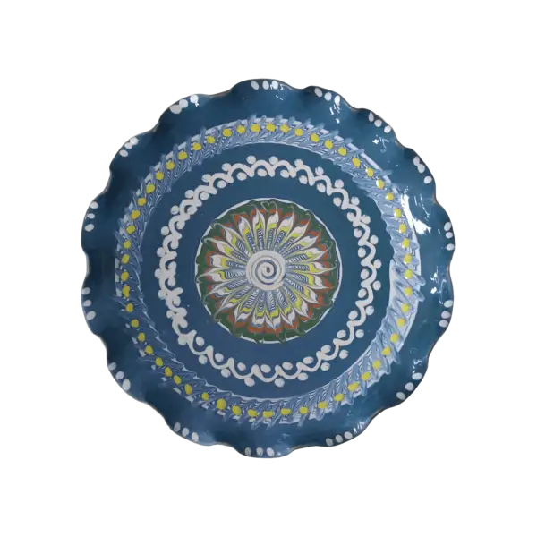 Farfurie Horezu autentica, lucrata si pictata manual | Ceramica traditionala romaneasca | 28–30 cm