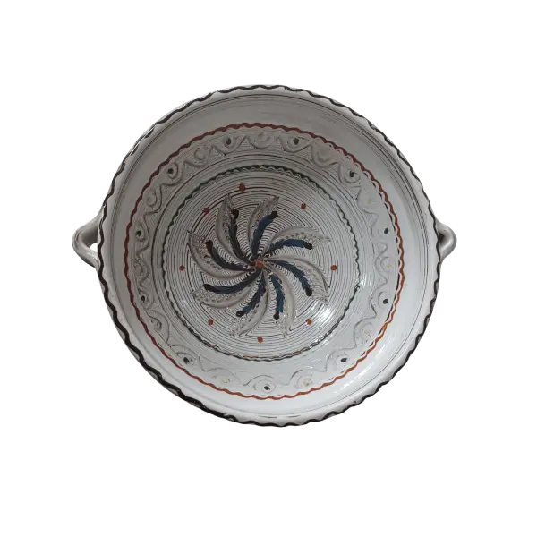 Bol din ceramica de Horezu lucrat manual | model traditional (24 cm)