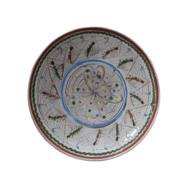 Farfurie Horezu autentica, lucrata si pictata manual | Ceramica traditionala romaneasca | 23–25 cm