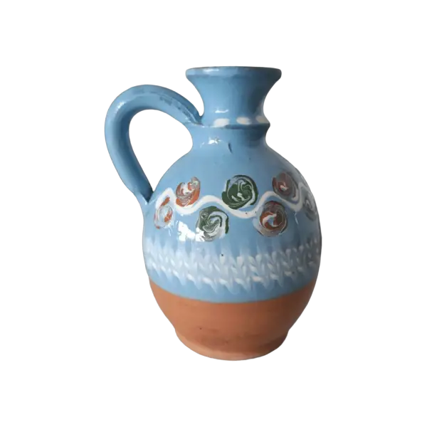 Ulcioras Horezu autentic, lucrat si pictat manual | Ceramica traditionala romaneasca | 350 ml