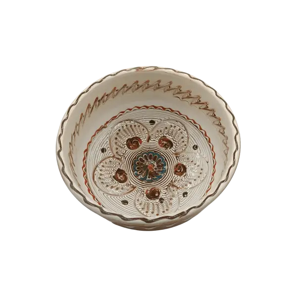 Bol din ceramica de Horezu lucrat manual | model traditional (17 cm)