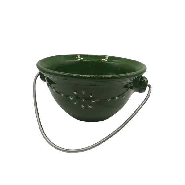 Ceaun ceramic 0,5 L cu toarta metalica | Decor traditional lucrat manual