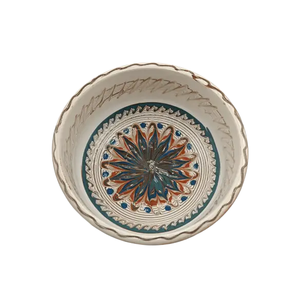 Bol din ceramica de Horezu lucrat manual | model traditional (17 cm)