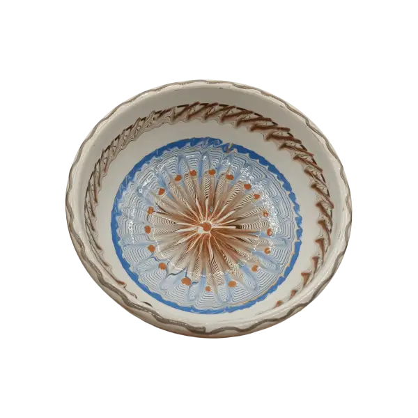 Bol din ceramica de Horezu lucrat manual | model traditional (17 cm)